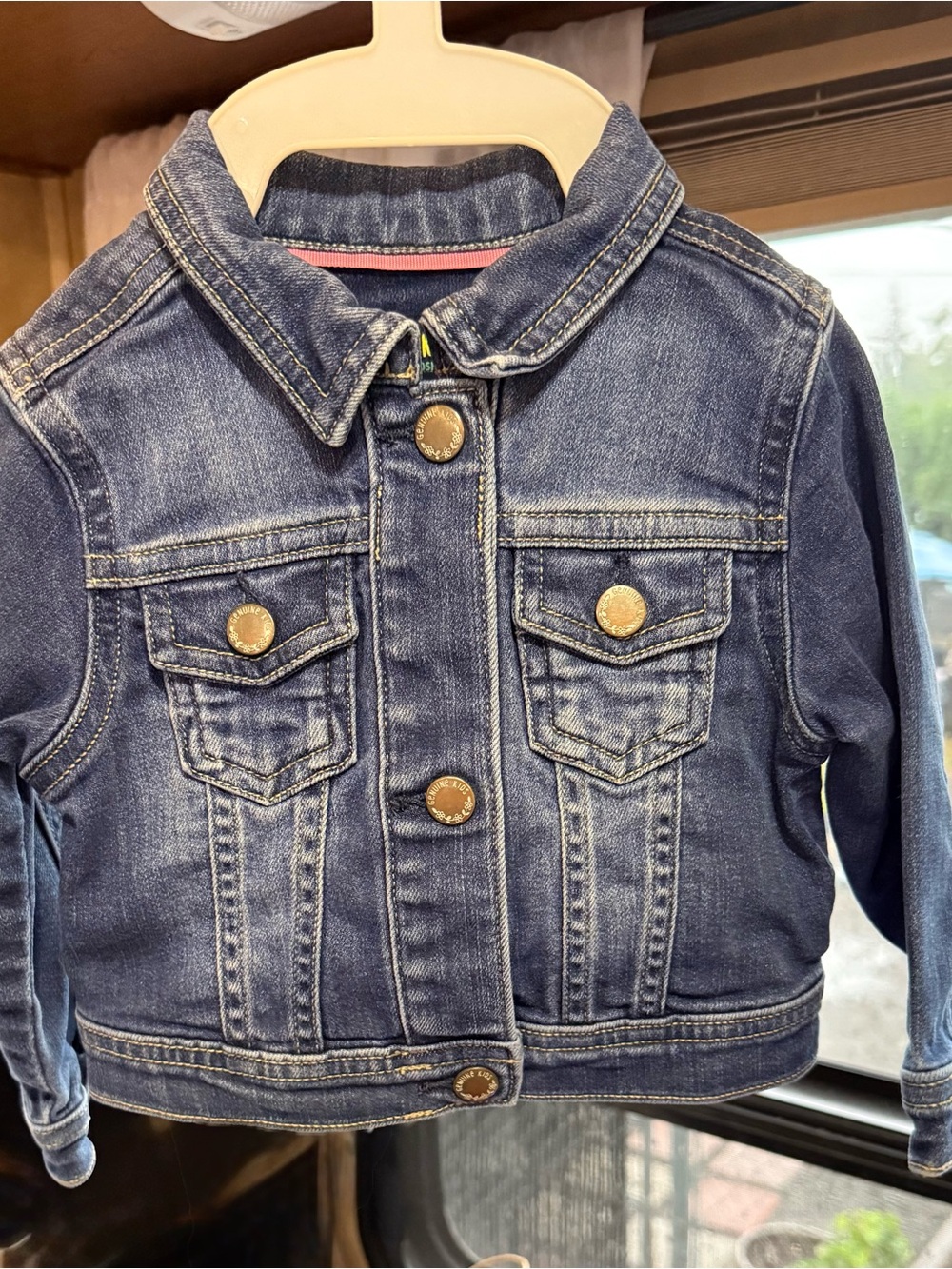 Little Girls Medium Blue Denim Jacket - Classic Button-Up